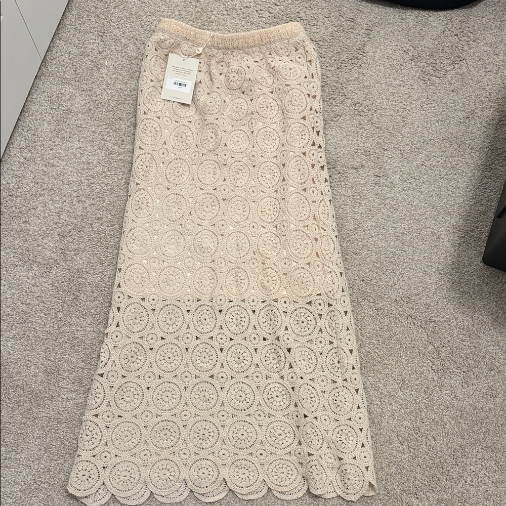Bohme Beige Lace Maxi Skirt